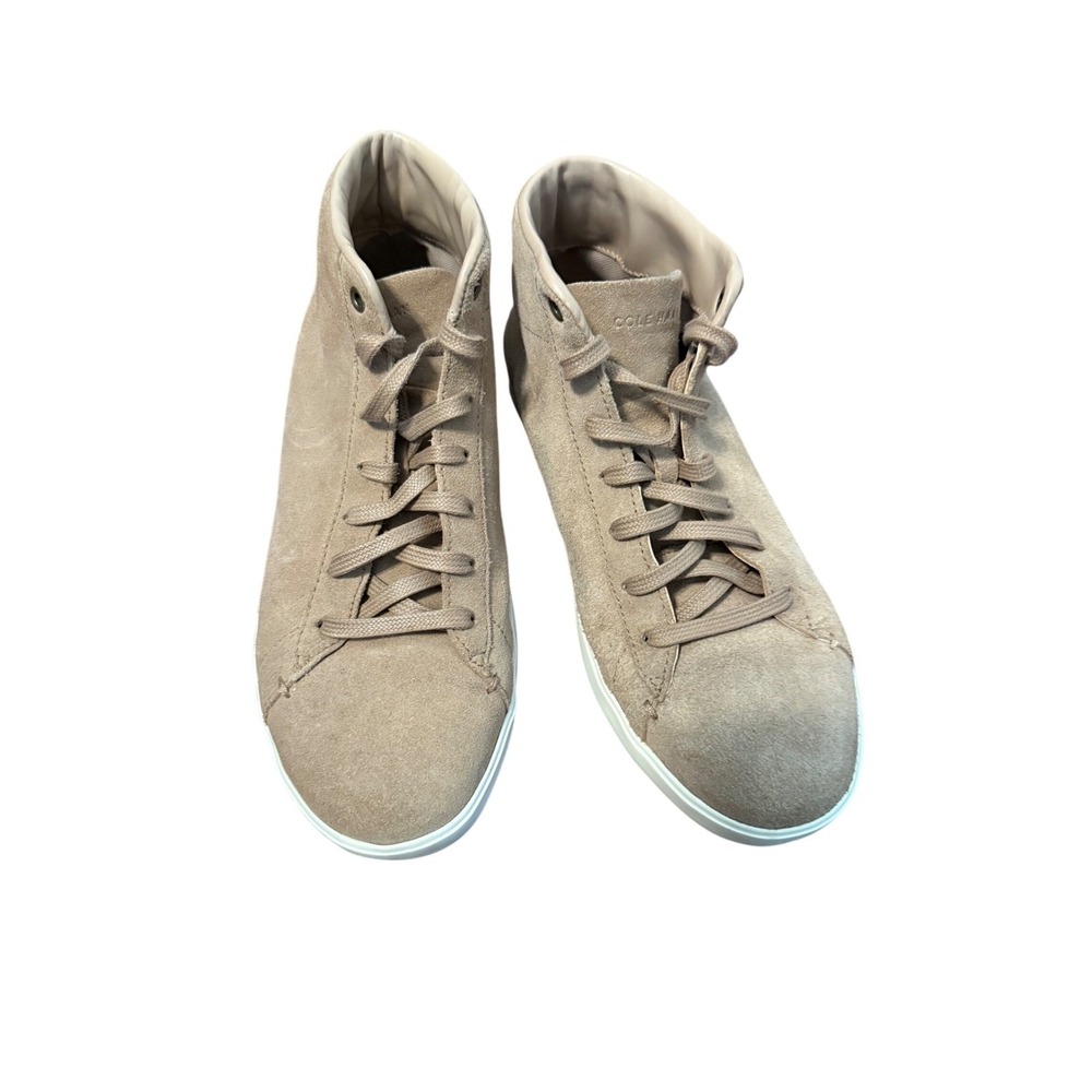 Cole Haan GrandOS Suede Leather High Top Sneakers Womens 8.5 Beige Casual Shoes